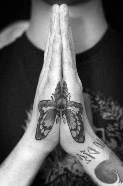 Sharp Moth Side Hand Male Tattoo Ideas