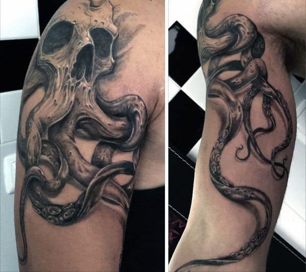 Sharp Octopus Skull Male Tattoo Ideas On Arm