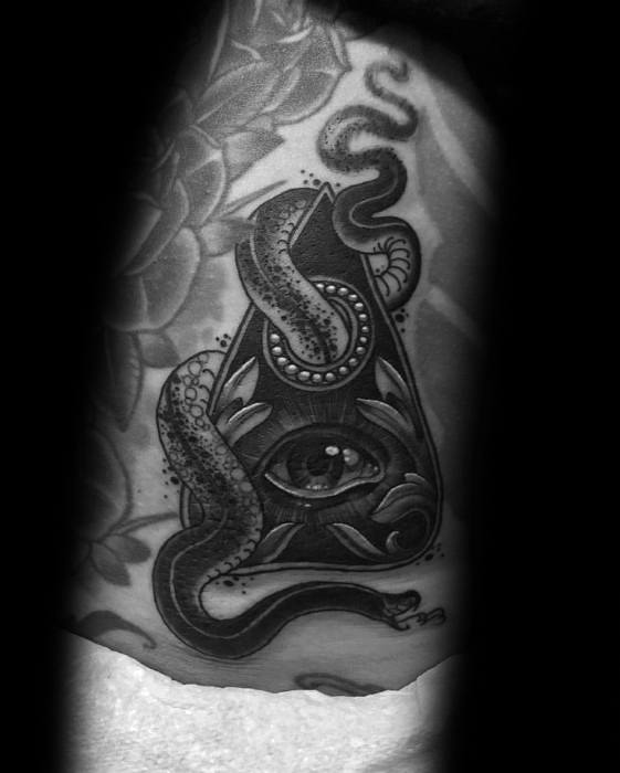 Sharp Planchette Snake Rib Cage Side Of Body 3d Male Tattoo Ideas