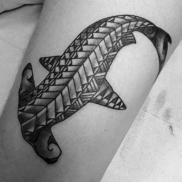 Sharp Polynesian Shark Male Tattoo Ideas