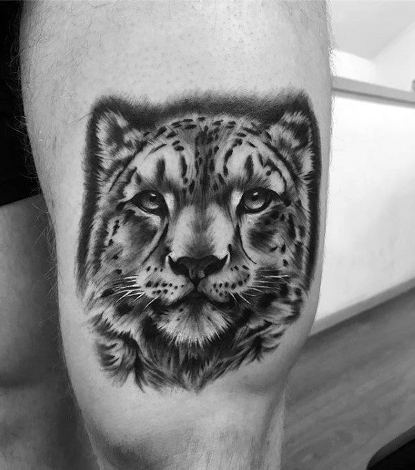Sharp Snow Leopard Male Tattoo Ideas