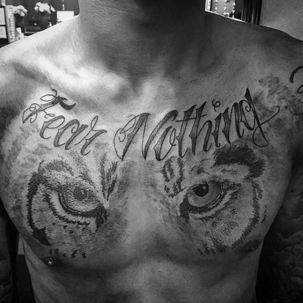 Sharp Tiger Eyes Male Tattoo Ideas On Chest