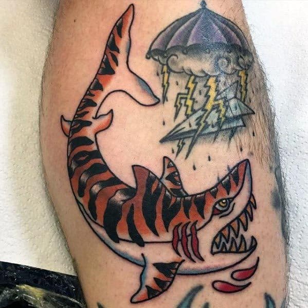 Sharp Tiger Shark Male Tattoo Ideas