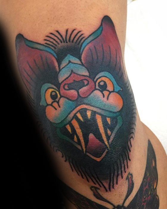 Sharp Traditional Bat Male Tattoo Ideas