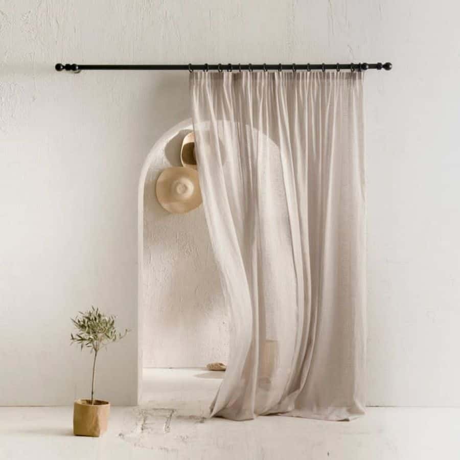 beige sheer door curtains