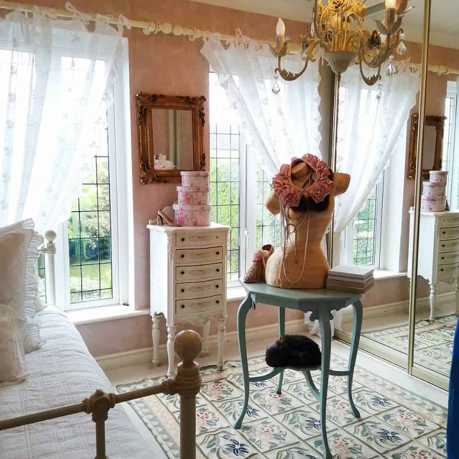 elegant bedroom white dresser mirror wardrobe mannequin