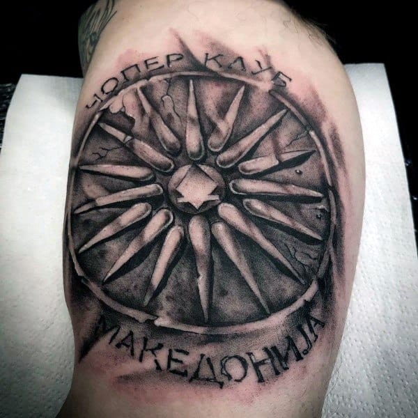 Shield Black Ink Guys Arm Tattoo