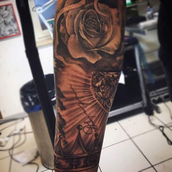 Roses and Diamond Tattoo  Diamond tattoo designs Neck tattoo Sleeve  tattoos