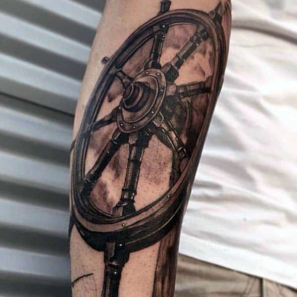 Ship Wheel Mens Nice 3d Forearm Tattoos
