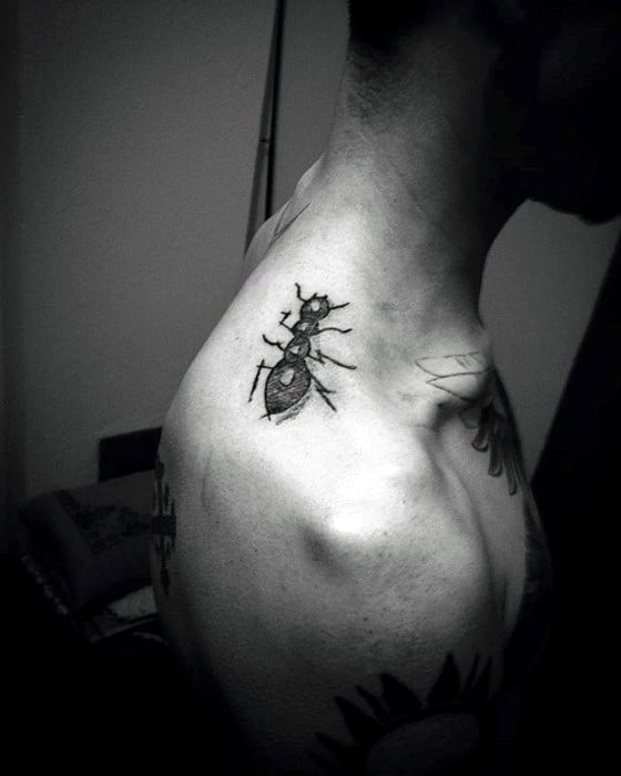 Shoulder 3d Male Ant Tattoo Ideas