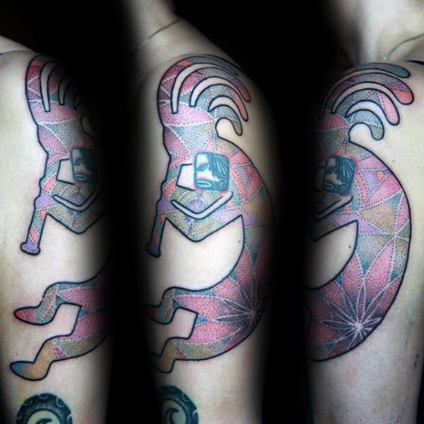 Shoulder And Arm Male Kokopelli Tattoo Design Inspiration