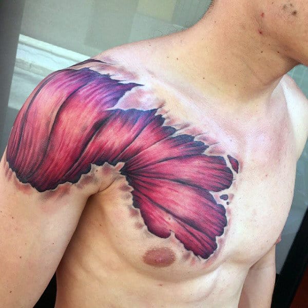 Shoulder And Chest Mens Muscle Tattoos