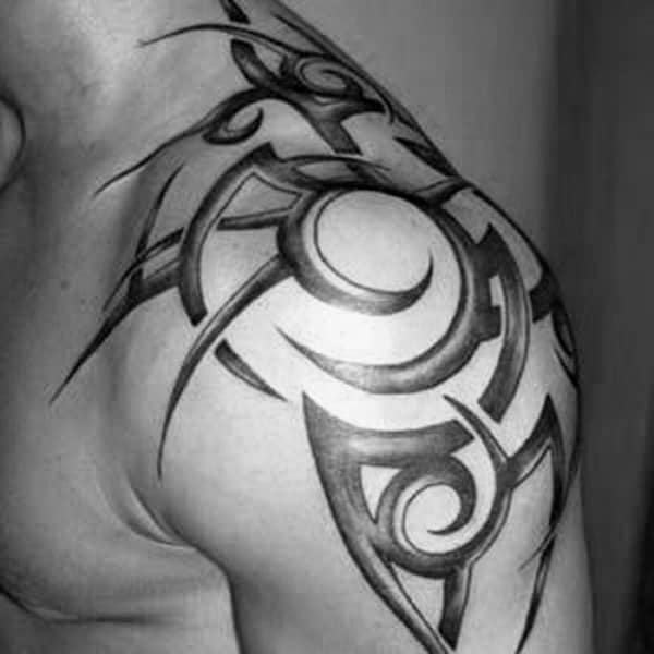 Shoulder And Neck Male Tribal Tattoos