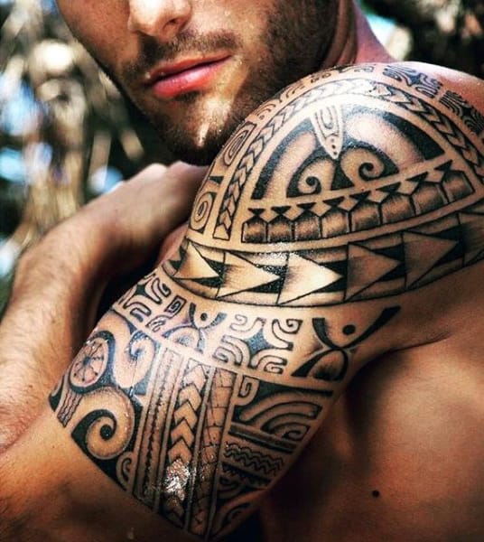 Shoulder And Upper Arm New Zeland Culture Maori Male Tattoos