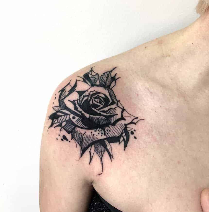 Black and white rose tattoo meaning