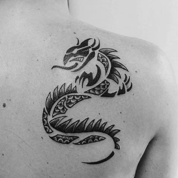 Shoulder Blade Simple Dragon Tattoo Ideas For Males