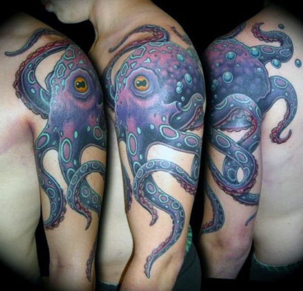 Shoulder Color Octopus Tattoo Ideas For Men