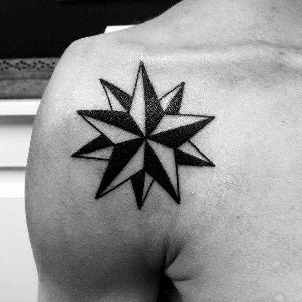 Shoulder Double Nautical Star Mens Tattoos