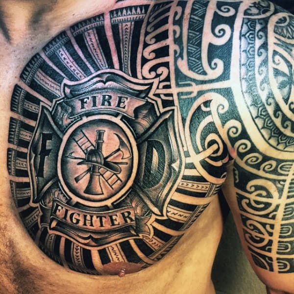 Shoulder EMT Firefighters With Tattoos For Men
