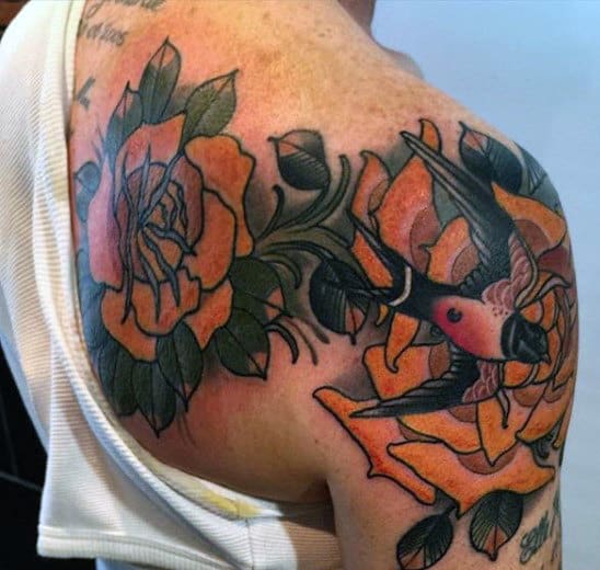 Shoulder Flower Tattoos For Men