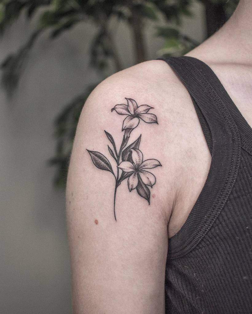 Shoulder Jasmine Flower Tattoos Michele Costante