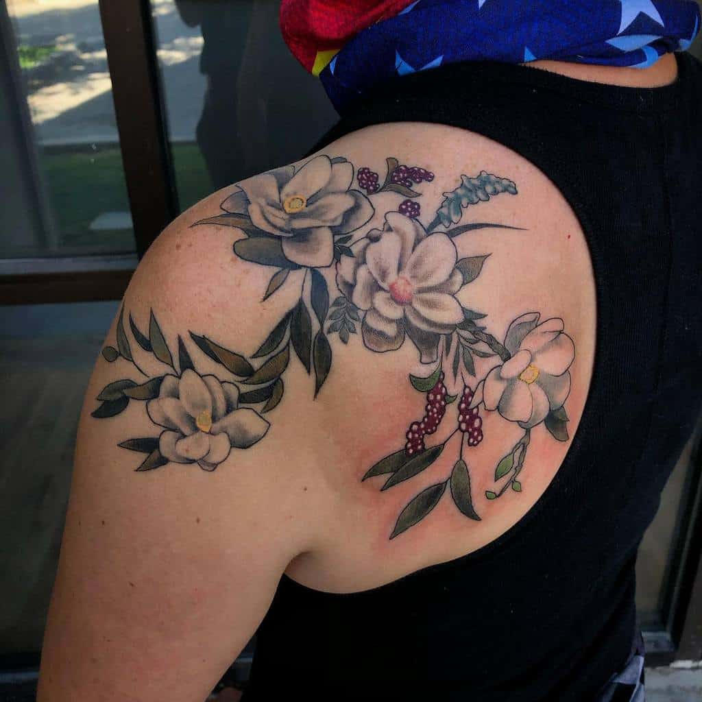shoulder magnolia tattoos iamradness