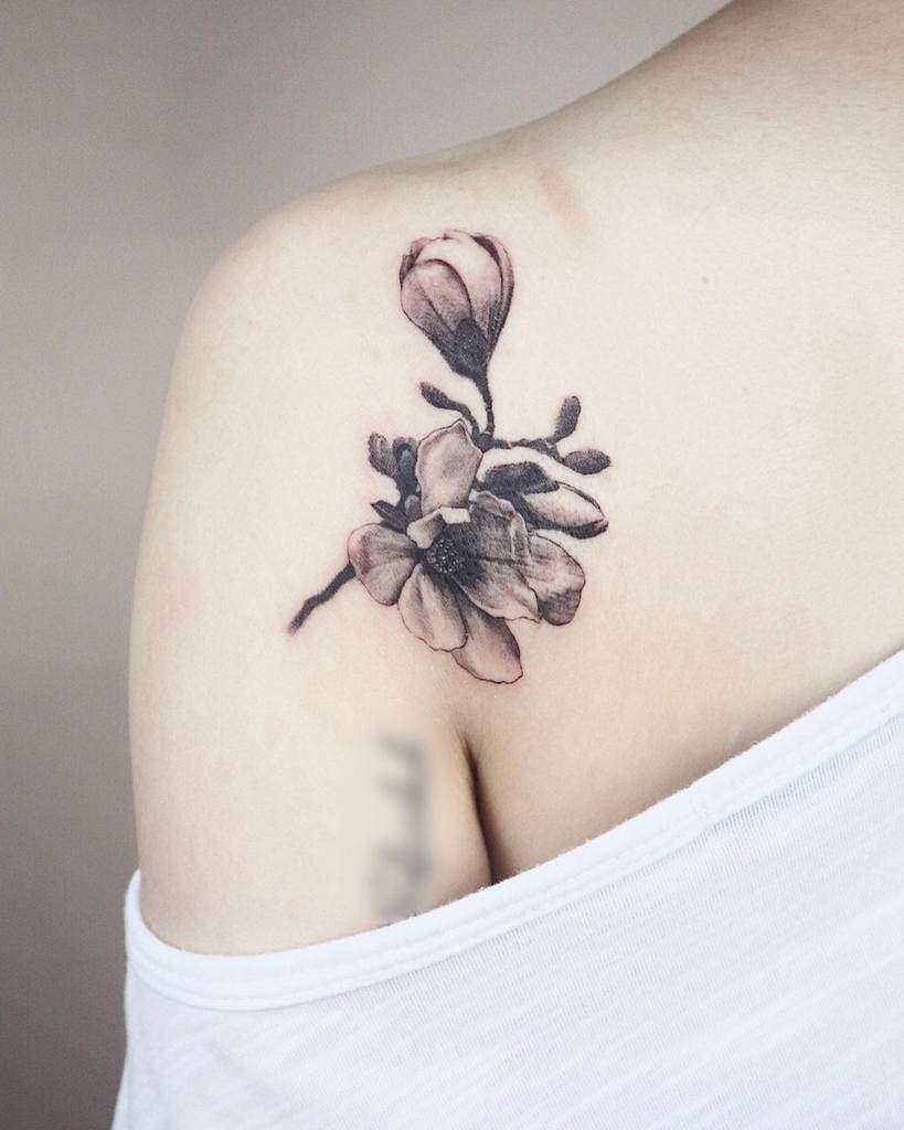shoulder magnolia tattoos j.ryong__tattoo