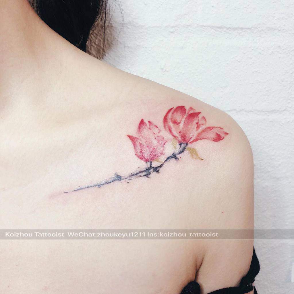 shoulder magnolia tattoos koizhou_tattooist