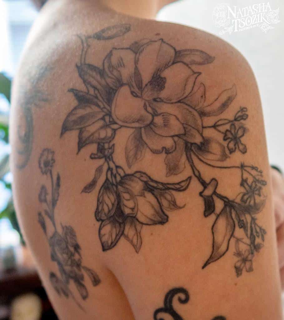 shoulder magnolia tattoos natasha_tsozik