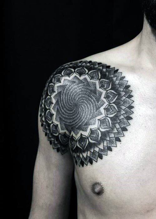 Shoulder Mandala Tattoos For Gentlemen