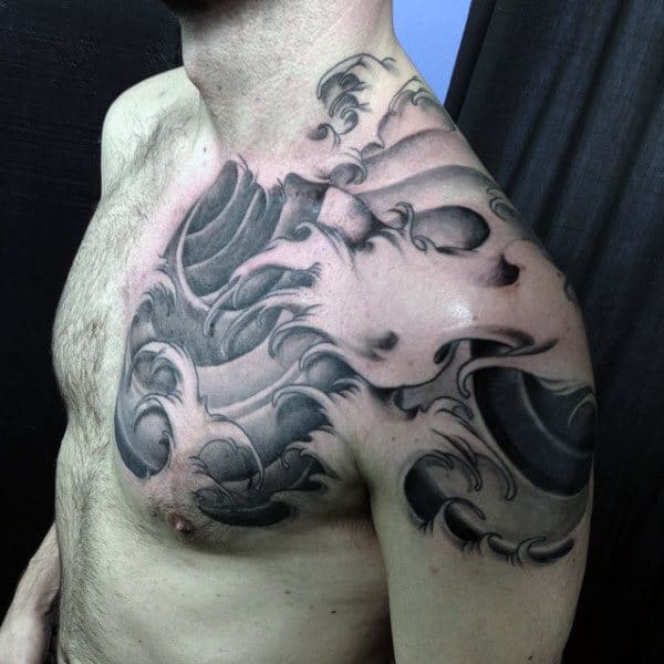 Shoulder Mens Japanese Style Water Tattoo