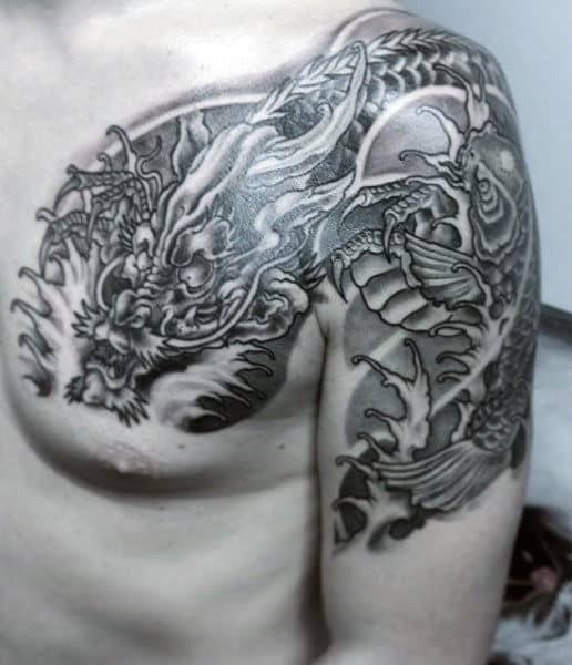 Shoulder Men's Tattoos Of Koi Fish