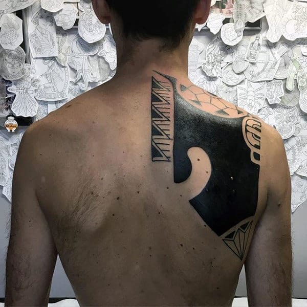 Shoulder Mens Tribal Design Tattoo Ideas