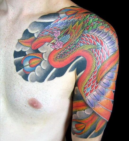 Shoulder Phoenix Dragon Tattoo Men