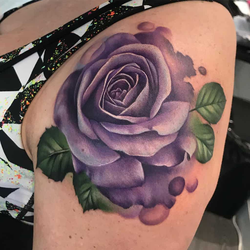 shoulder purple rose tattoos bethanyriverstattoos