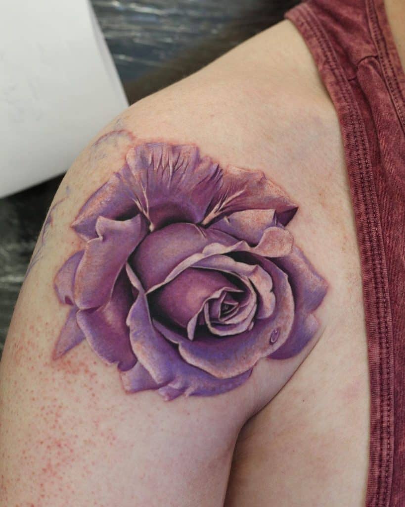 82 Pretty Purple Rose Tattoo Ideas