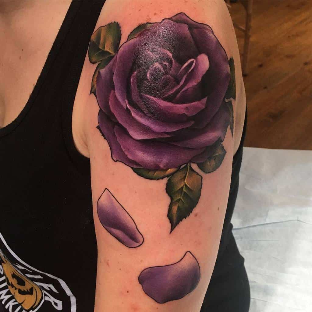 shoulder purple rose tattoos clumsysurgeon