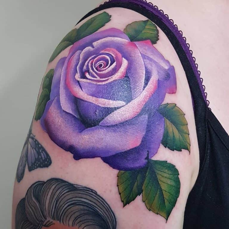 Top 81 Best Purple Rose Tattoo Ideas - [2020 Inspiration Guide]