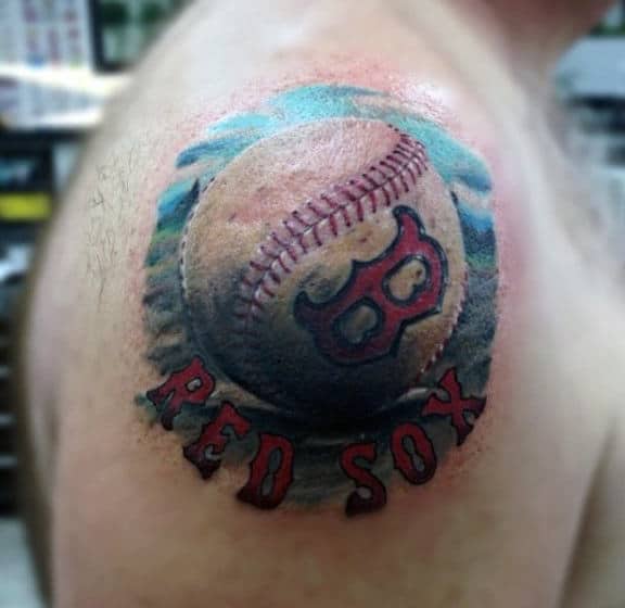 Red Sox Shoulder Tattoos Men's Baseball