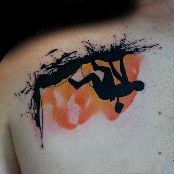 Shoulder Watercolor Incredible Rock Climbing Tattoos For Men