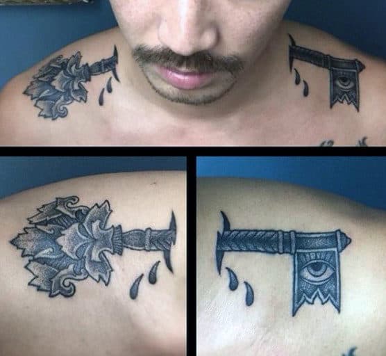 Shoulders Male Key Tattoo Designs