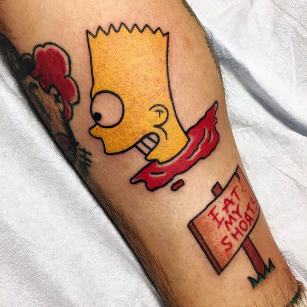 Sick Guys Simpsons Themed Tattoos Eat My Shorts