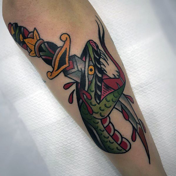 Sick Guys Snake Dagger Themed Tattoos