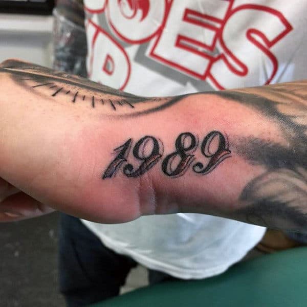 Side Of Hand Numbers 1989 Mens Birth Year Tattoo