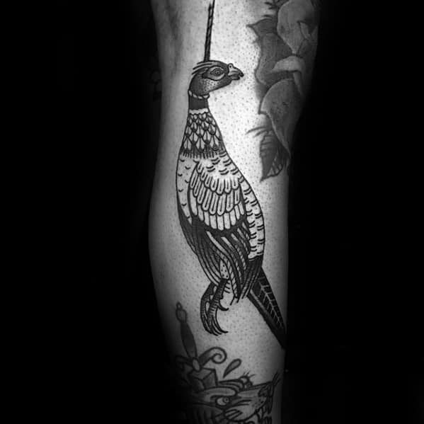 Side Of Leg Incredible Pheasant Tattoos For Men