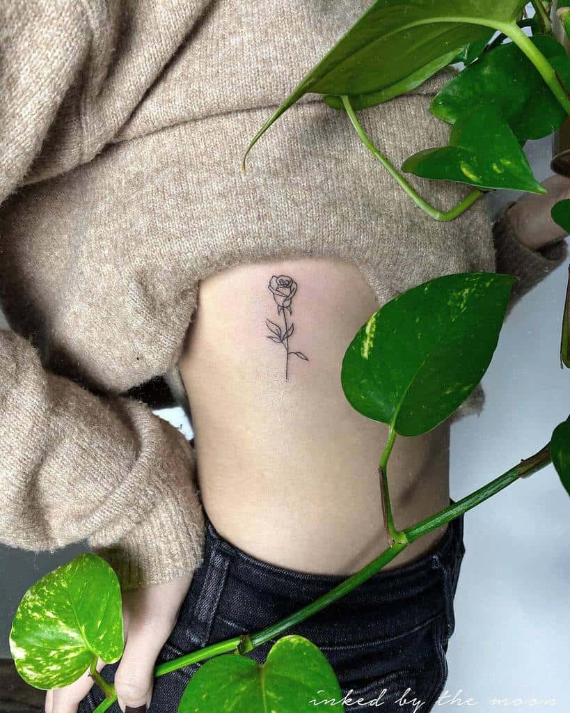 side tiny rose tattoos inkedbythemoon