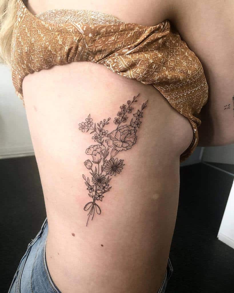 side wildflower tattoos lozzbeetattoos