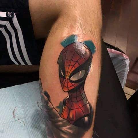 Silky Spiderman Tattoo Male Legs