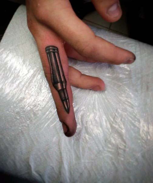 Silver Finger Bullet Mens Tattoos