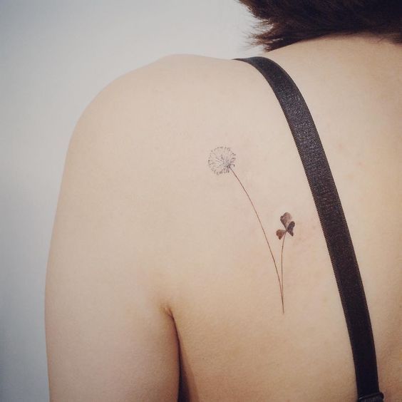 simple and small minimalist dandelion tattoos
